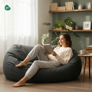 Ghế Sofa Lười Hạt Xốp K Double 3II HOME Decor Thư Giãn Phòng Khách Phòng Xem Phim Size 145x65x65cm