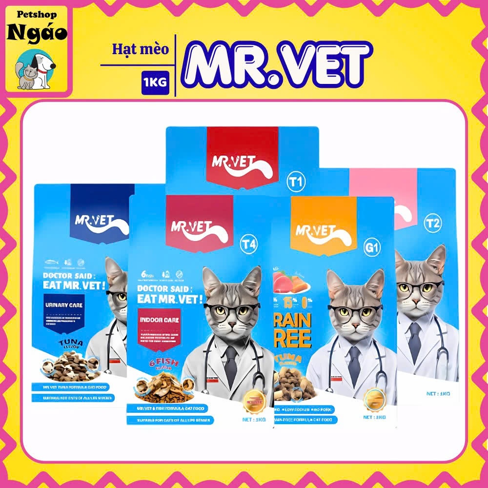 Hạt Cho Mèo MRVET / MR.VET 1kg Holistic Với 30% Protein Kèm Topping  __ MR.Vet