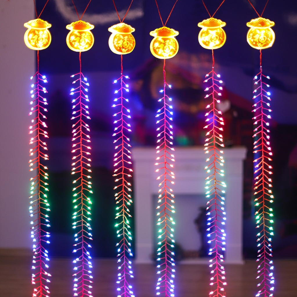Dây đèn pháo điện tử có điều khiển từ xa, mô phỏng tiếng pháo , dùng cho Tết Nguyên đán, tân gia, đám cưới