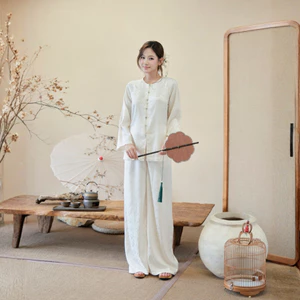 TUBYCATU Set Bộ Bà Ba Nhã Vân Chất Lụa Gấm Dệt Hoa Cao Cấp