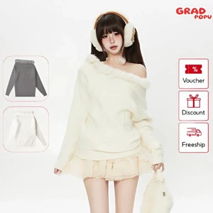 Áo len GRADPOPU thiết kế dáng ôm trễ vai nữ tính mềm mại thanh lịch sang trọng dành cho nữ PAL171