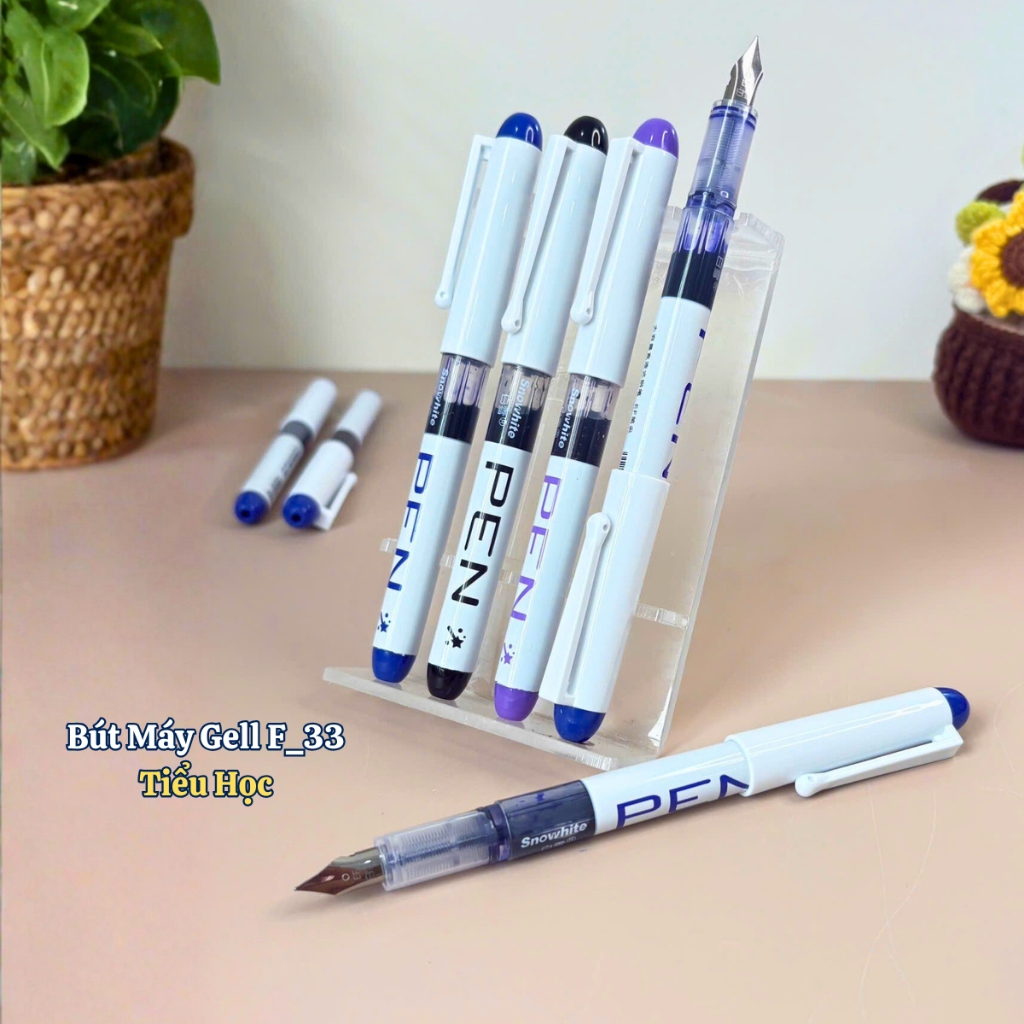 Bút Máy #F34 không thay mực, không lem bẩn, cho HS Tiểu Học Ngòi EF 0.38 Thân Bút Nhẹ Dung Tích Lớn