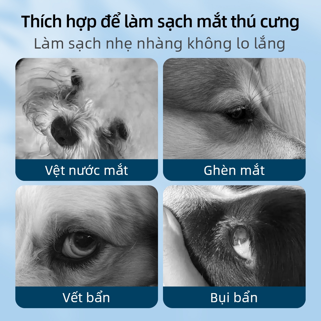 ⭐Paw Globe: Khăn lau mắt thú cưng  100 Miếng Làm sạch mắt Loại bỏ vết bẩn nước mắt Phù hợp cho mèo và chó