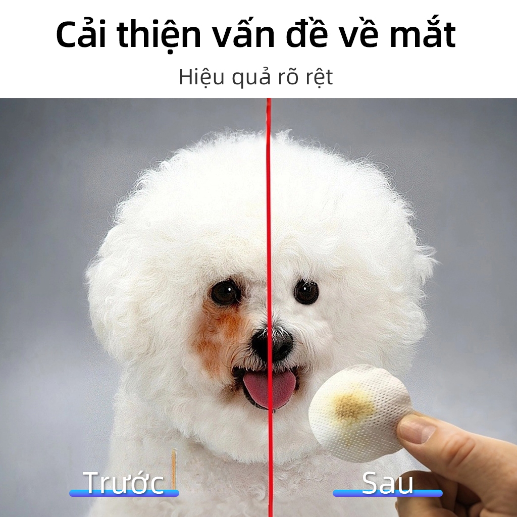 ⭐Paw Globe: Khăn lau mắt thú cưng  100 Miếng Làm sạch mắt Loại bỏ vết bẩn nước mắt Phù hợp cho mèo và chó