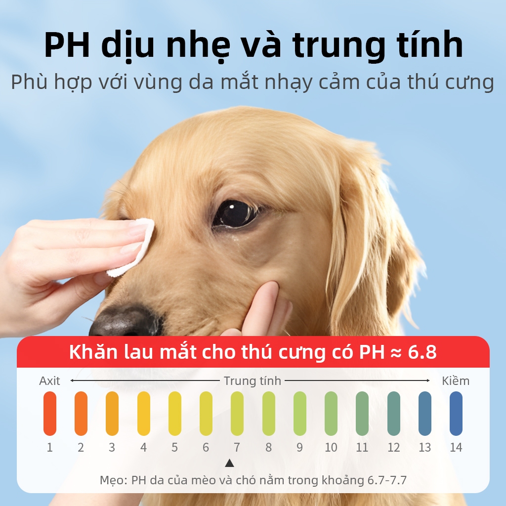 ⭐Paw Globe: Khăn lau mắt thú cưng  100 Miếng Làm sạch mắt Loại bỏ vết bẩn nước mắt Phù hợp cho mèo và chó