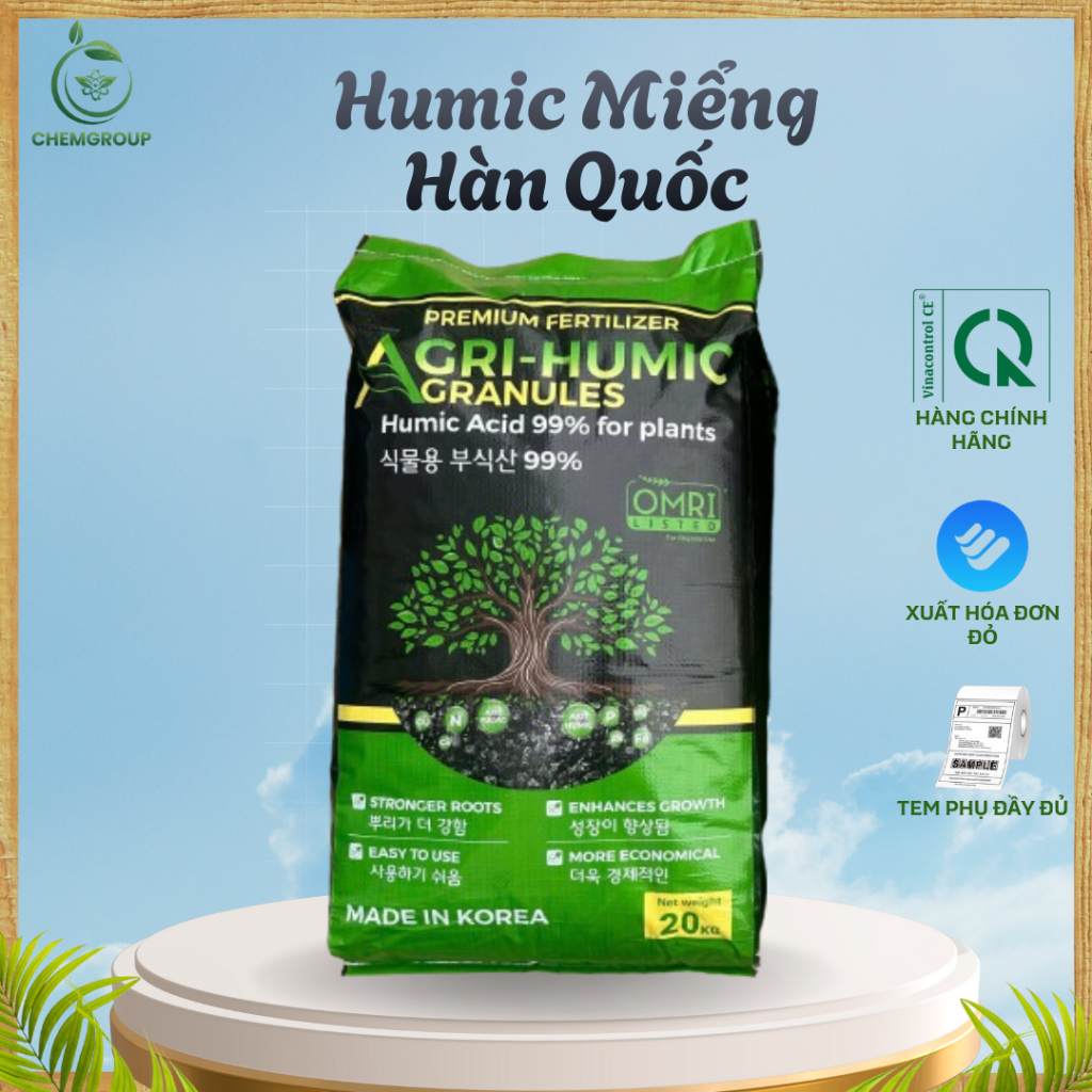 [Bao 20kg] Phân Bón Humic Miểng Hàn Quốc – AGRI HUMIC Dạng Miểng, Hòa ...
