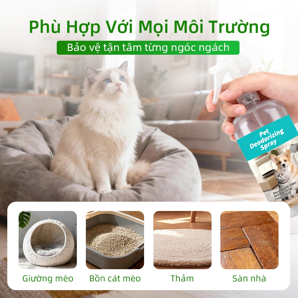 ⭐Paw Globe: Xịt khử mùi Phù hợp cho mèo và chó Khử mùi hiệu quả cao Hương thơm lâu trôi Trà xanh thơm 500ML