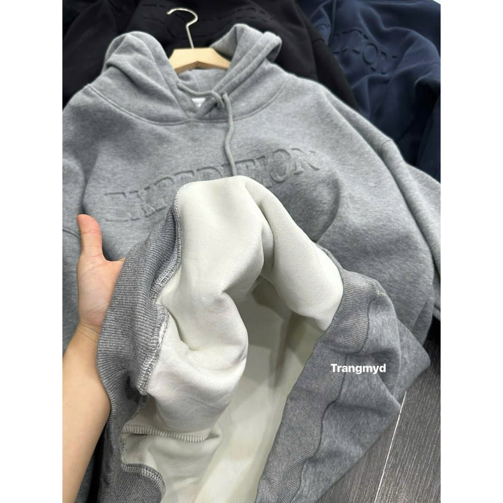 Áo hoodie chữ nổi lót lông mịn siêu dày hàng QCL1 A062