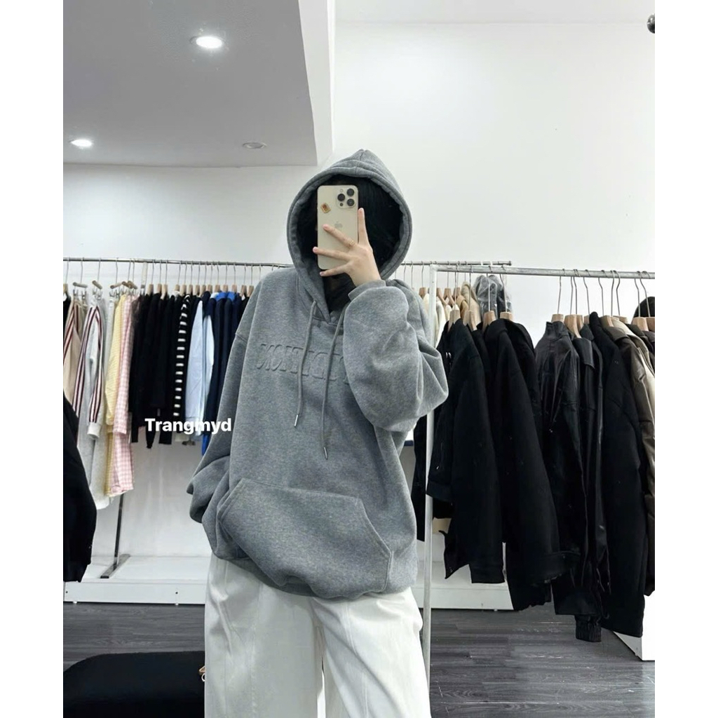 Áo hoodie chữ nổi lót lông mịn siêu dày hàng QCL1 A062