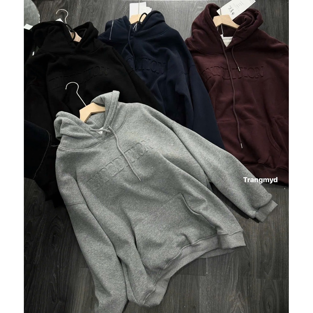 Áo hoodie chữ nổi lót lông mịn siêu dày hàng QCL1 A062