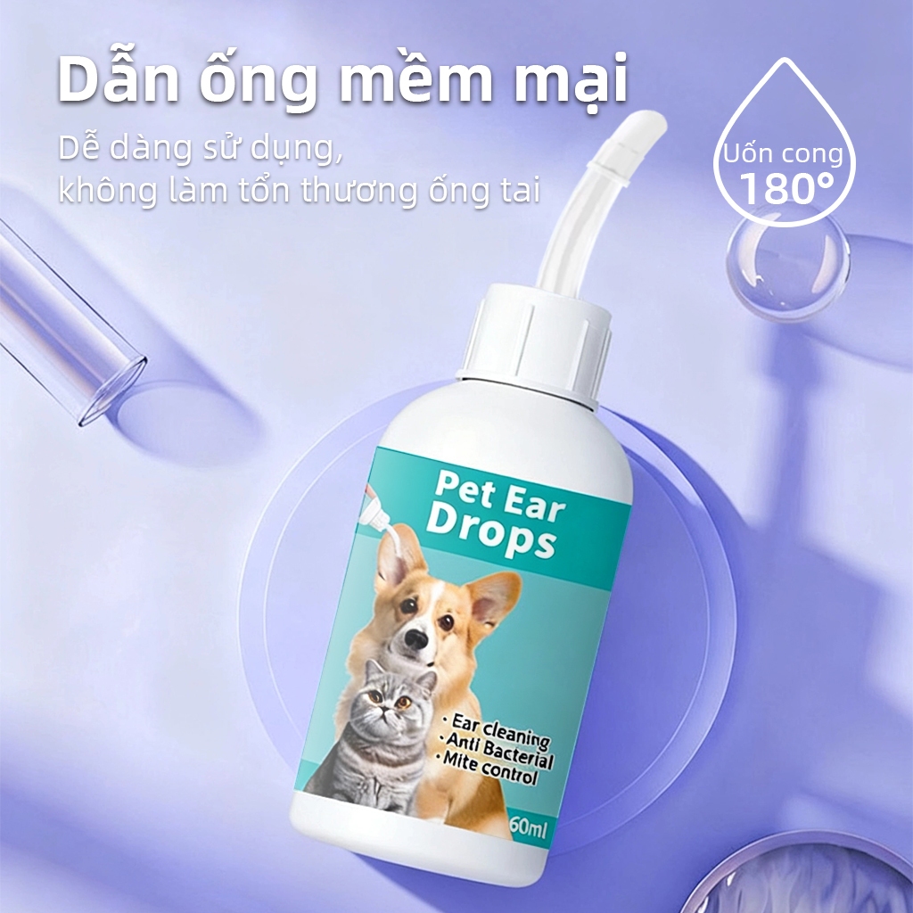 ⭐Paw Globe: Thuốc nhỏ tai cho thú cưng rửa vệ sinh  tránh viêm hôi tai tai thú cưng Dùng cho chó và mèo 60ml