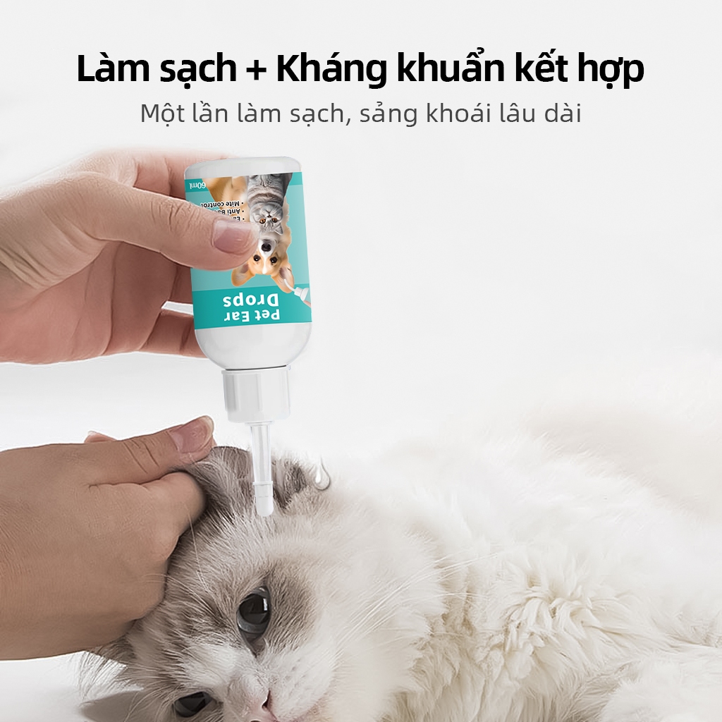 ⭐Paw Globe: Thuốc nhỏ tai cho thú cưng rửa vệ sinh  tránh viêm hôi tai tai thú cưng Dùng cho chó và mèo 60ml
