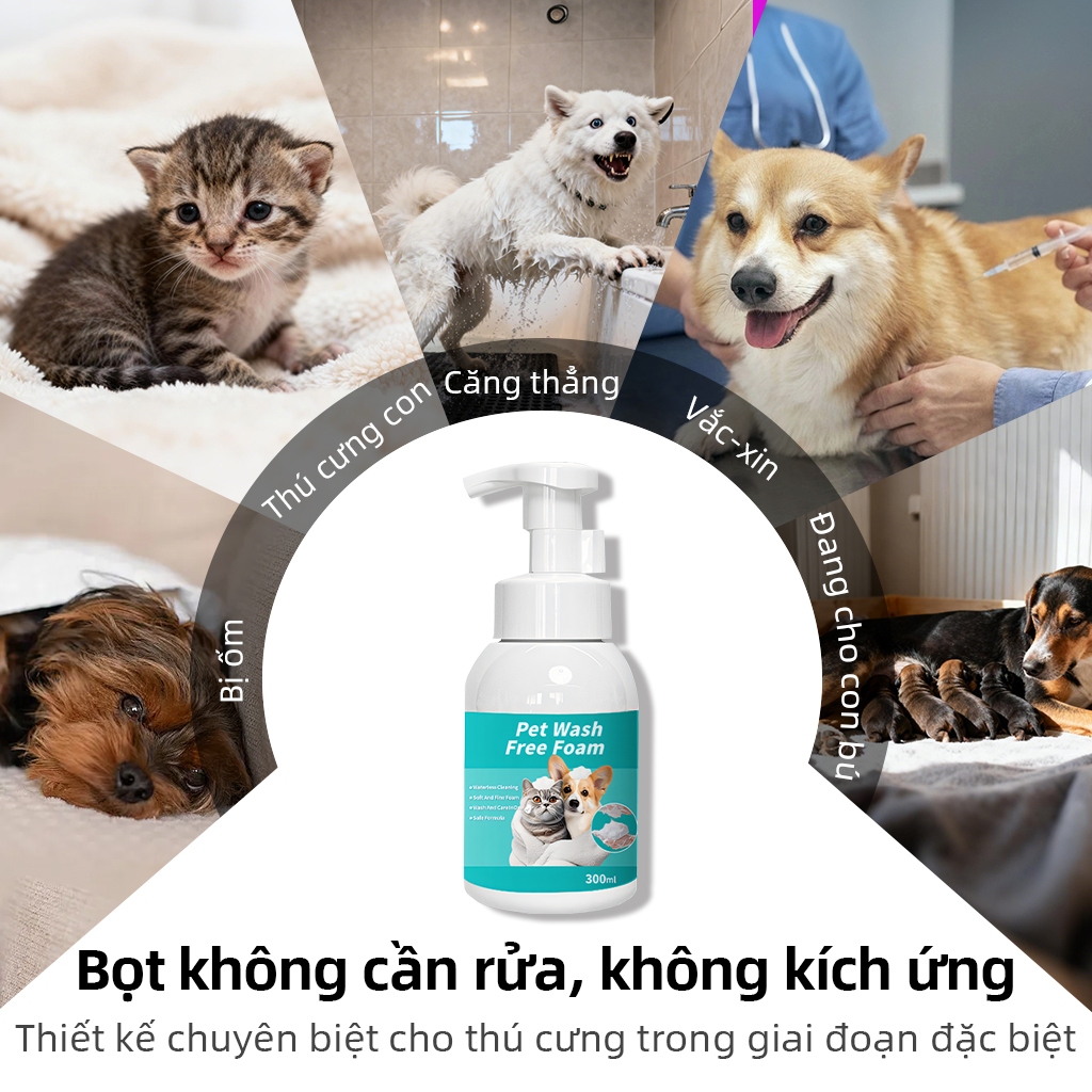 ⭐Paw Globe:  sữa tắm cho thú cưng không cần xả nước Làm Sạch Sâu Loại bỏ mùi khó chịu Loại bỏ bọ chét và ve