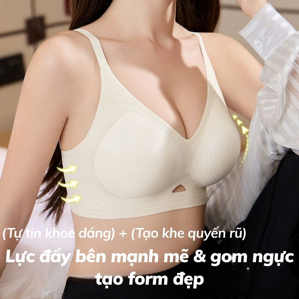 Áo lót bra nữ su đúc mềm mịn đệm mút dày 3CM nâng ngực, Áo ngực nữ bản hở lưng gợi cảm LANIXA A1107