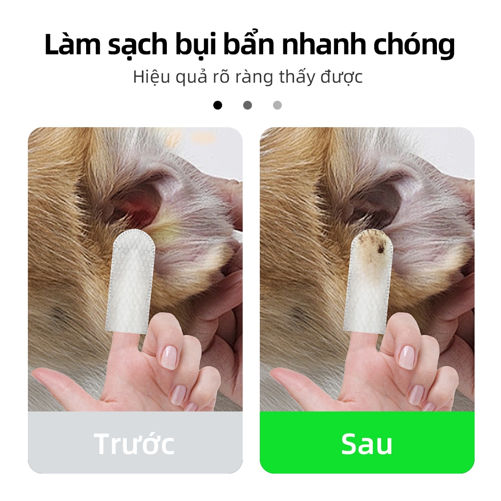 ⭐Paw Globe: khăn lau ngón tay cho thú cưng  để làm sạch răng tai 50 pcs