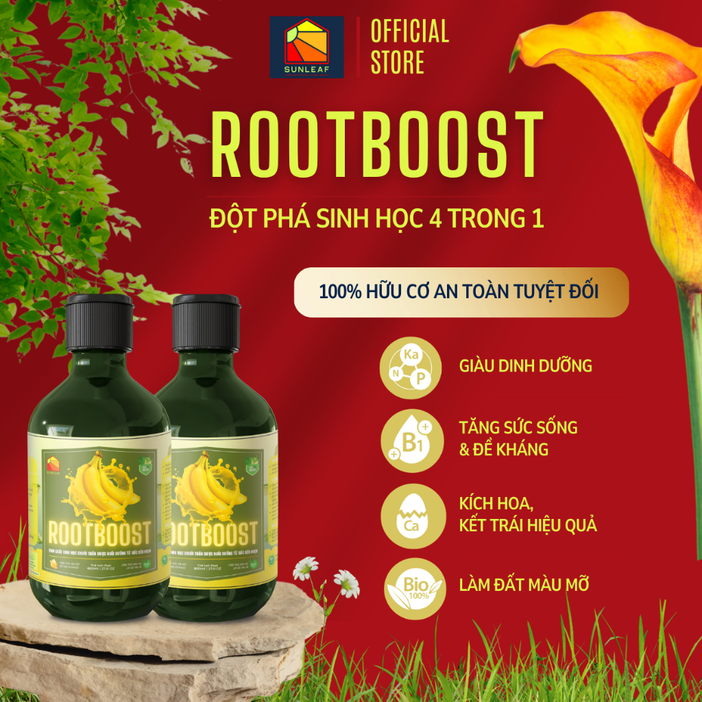 Combo 2 Chai Bón Lá & Dưỡng Lá, Tăng Vị Ngọt cho Rau Trái | 100% Hữu Cơ | Rau, Cây Ăn Trái | SUNLEAF