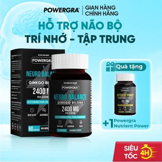 Viên Uống Powergra Neuro Balance Bổ Não, Tăng Cường Trí Nhớ, Cải Thiện Tuần Hoàn Máu Não, Tăng Tập Trung - Hộp 60 Viên