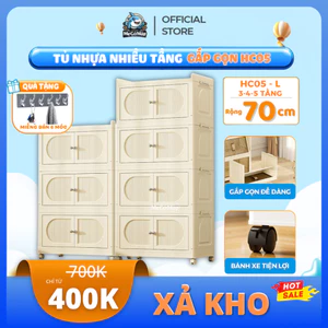 Tủ Nhựa Đựng Quần Áo Trẻ Em Nhiều Tầng, Tủ Gấp Gọn Cỡ Lớn, Khóa Nam Châm, Có Bánh Xe 360, Nhựa PP Cao Cấp Dày Dặn - HC05
