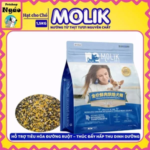 Thức ăn cho chó (1.5kg) MOLIK bổ sung men lợi khuẩn, hạt mix topping thịt sấy, chó kén ăn