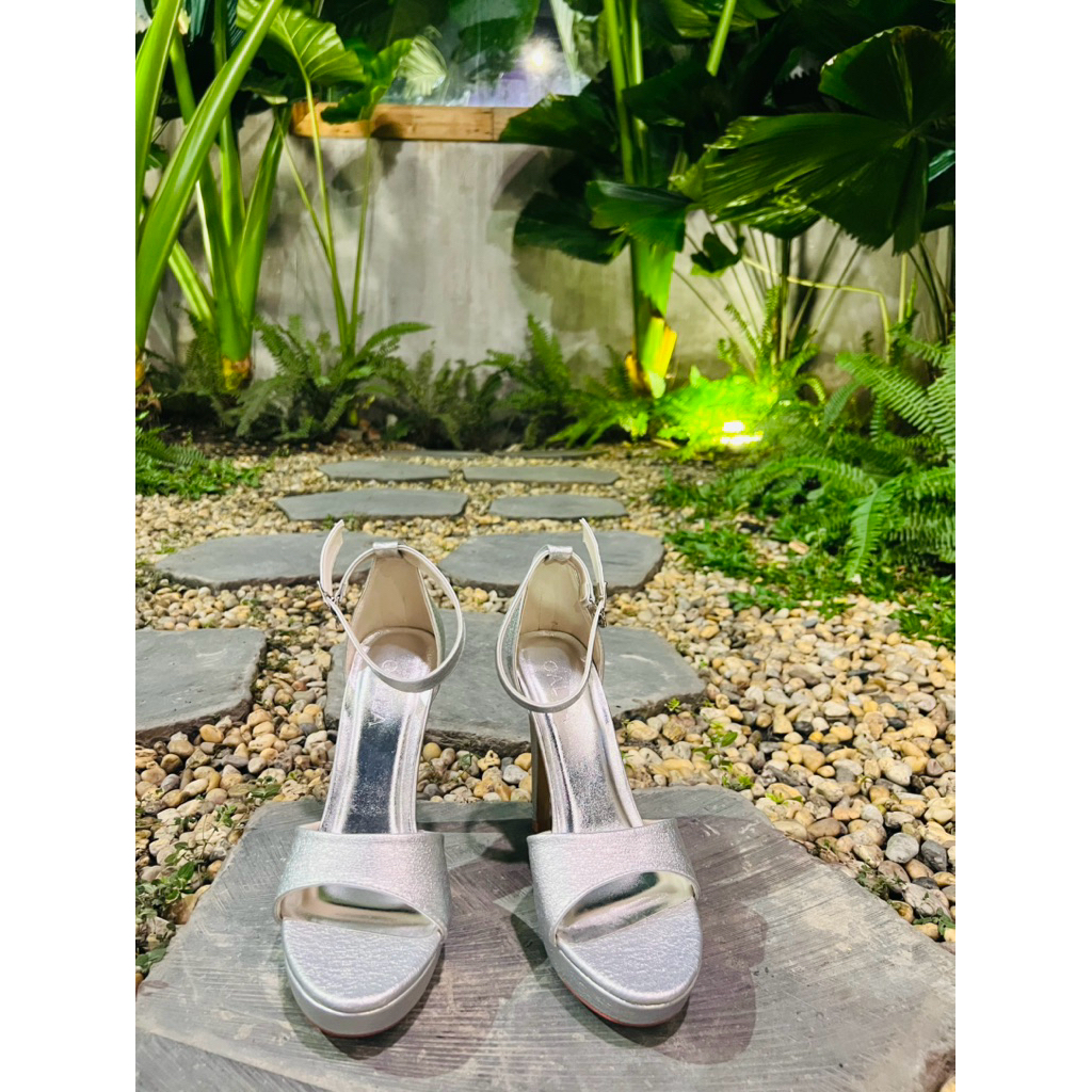 SANDAL ĐÚP TRƯỚC MÀU BẠC, SANDAL CAO GỐT 12-13Cm