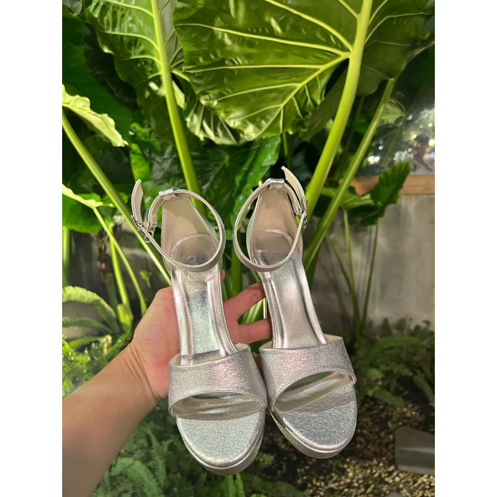SANDAL ĐÚP TRƯỚC MÀU BẠC, SANDAL CAO GỐT 12-13Cm