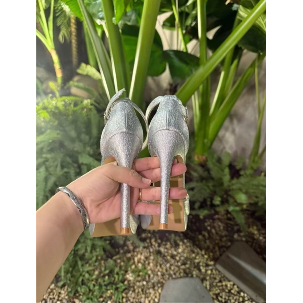 SANDAL ĐÚP TRƯỚC MÀU BẠC, SANDAL CAO GỐT 12-13Cm