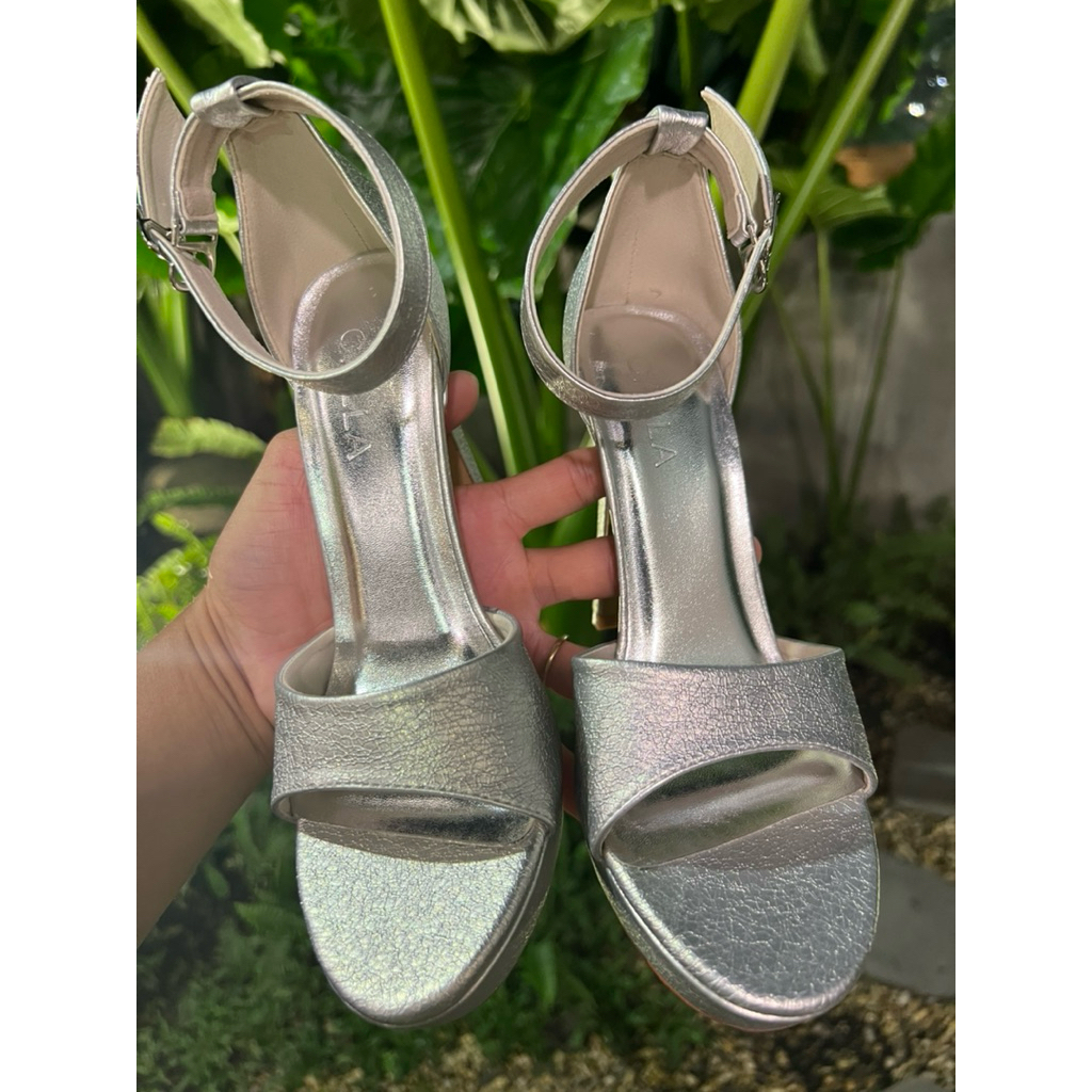 SANDAL ĐÚP TRƯỚC MÀU BẠC, SANDAL CAO GỐT 12-13Cm
