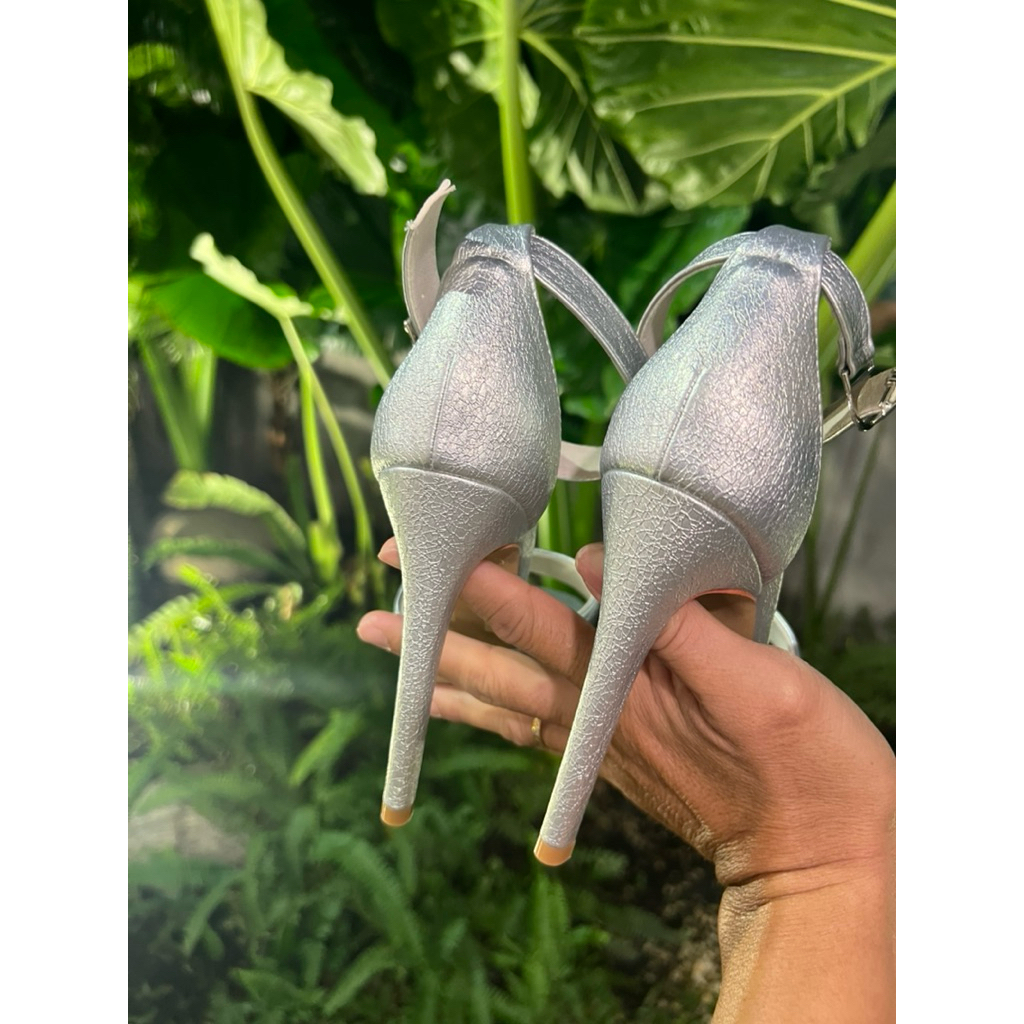 SANDAL ĐÚP TRƯỚC MÀU BẠC, SANDAL CAO GỐT 12-13Cm