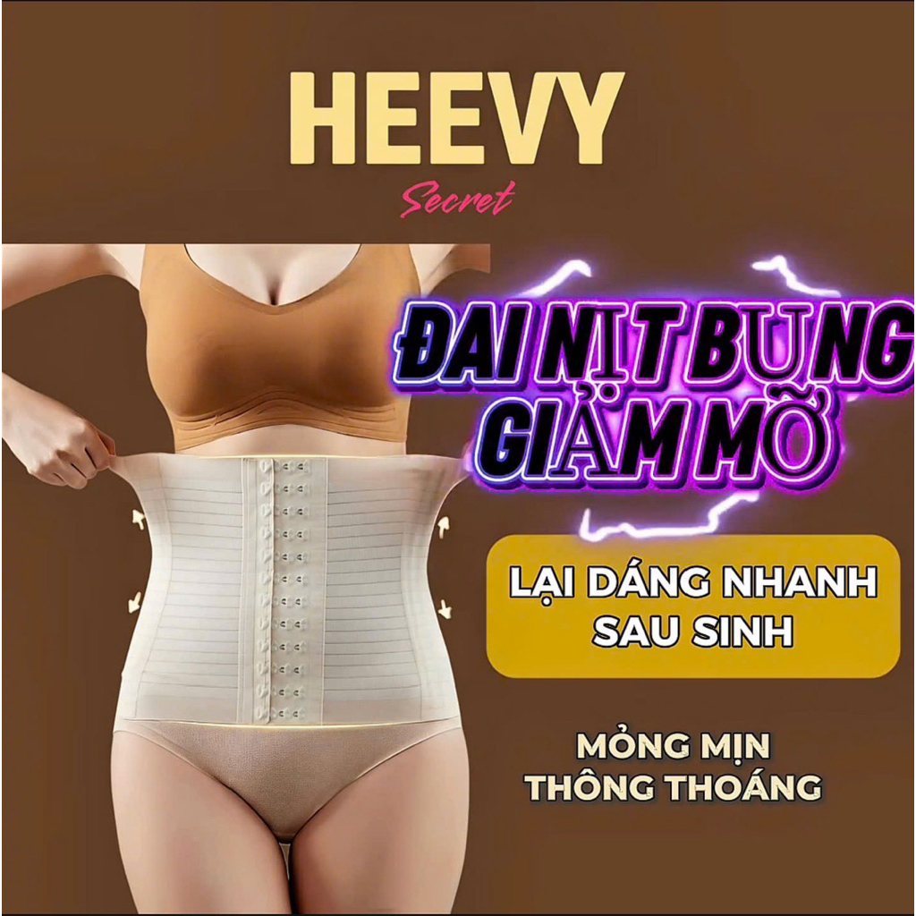 Đai nịt bụng Heevy secret, gen định hình giảm mỡ thon gọn chống cuộn