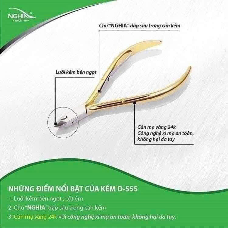 Kềm Inoc Nghĩa D01-D04-D06-D09 Vàng Full Jaw Kiểu 1 Chống, Lưỡi Sắc Bền Ngọt. An toàn, Cắt gọn gàng không tổn thương
