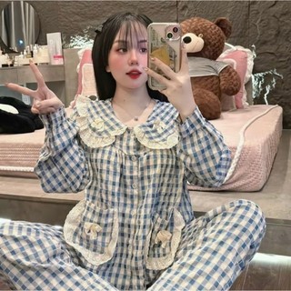 Bộ Kẻ Đũi Cổ Sen Tiểu Thư Túi Nơ - MS A06
