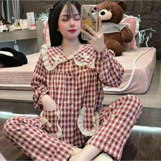 Bộ Kẻ Đũi Cổ Sen Tiểu Thư Túi Nơ - MS A06