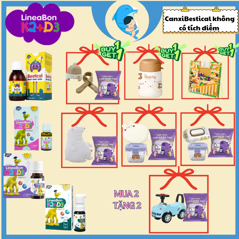Combo LineaBon/Canxi Bestical hỗ trợ hấp thụ canxi, phát triển chiều cao giúp bé khỏe mạnh MECAHEO