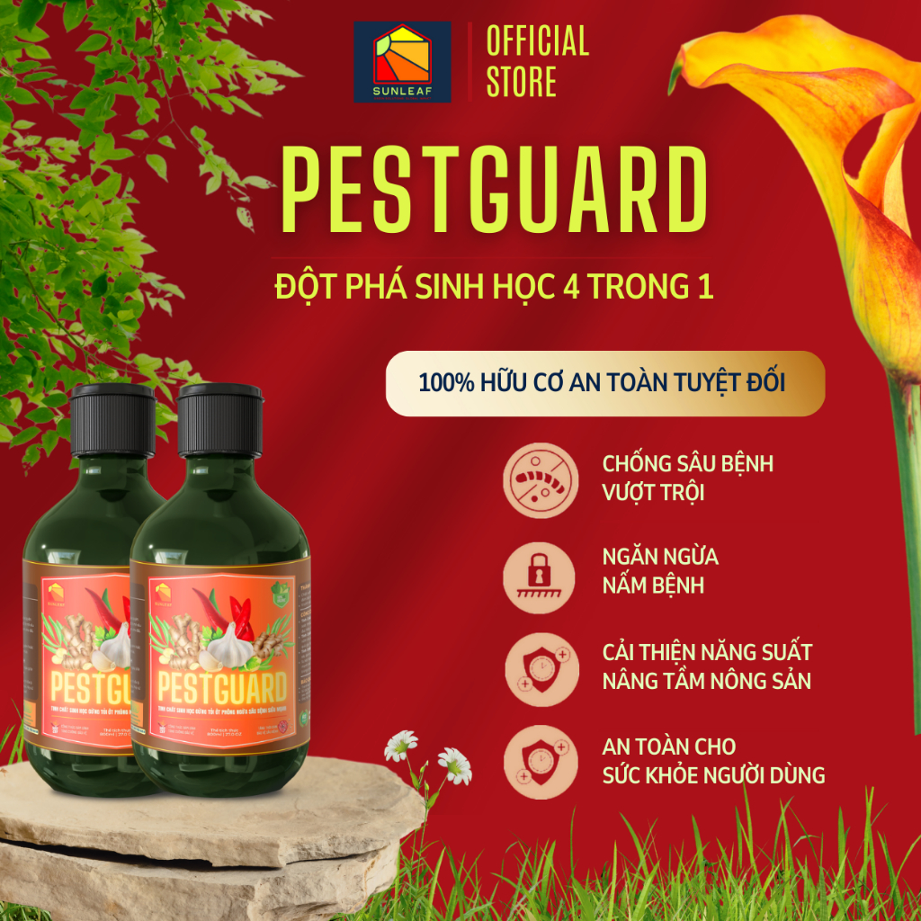 Combo Phòng Rệp Sáp Bọ Trĩ Nhện Đỏ | Nấm Lá, Dưỡng Lá Phục Hồi | 100% Hữu Cơ | Rau, Phong Lan, Hoa Hồng | SUNLEAF
