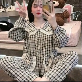 Bộ Kẻ Đũi Cổ Sen Tiểu Thư Túi Nơ - MS A06