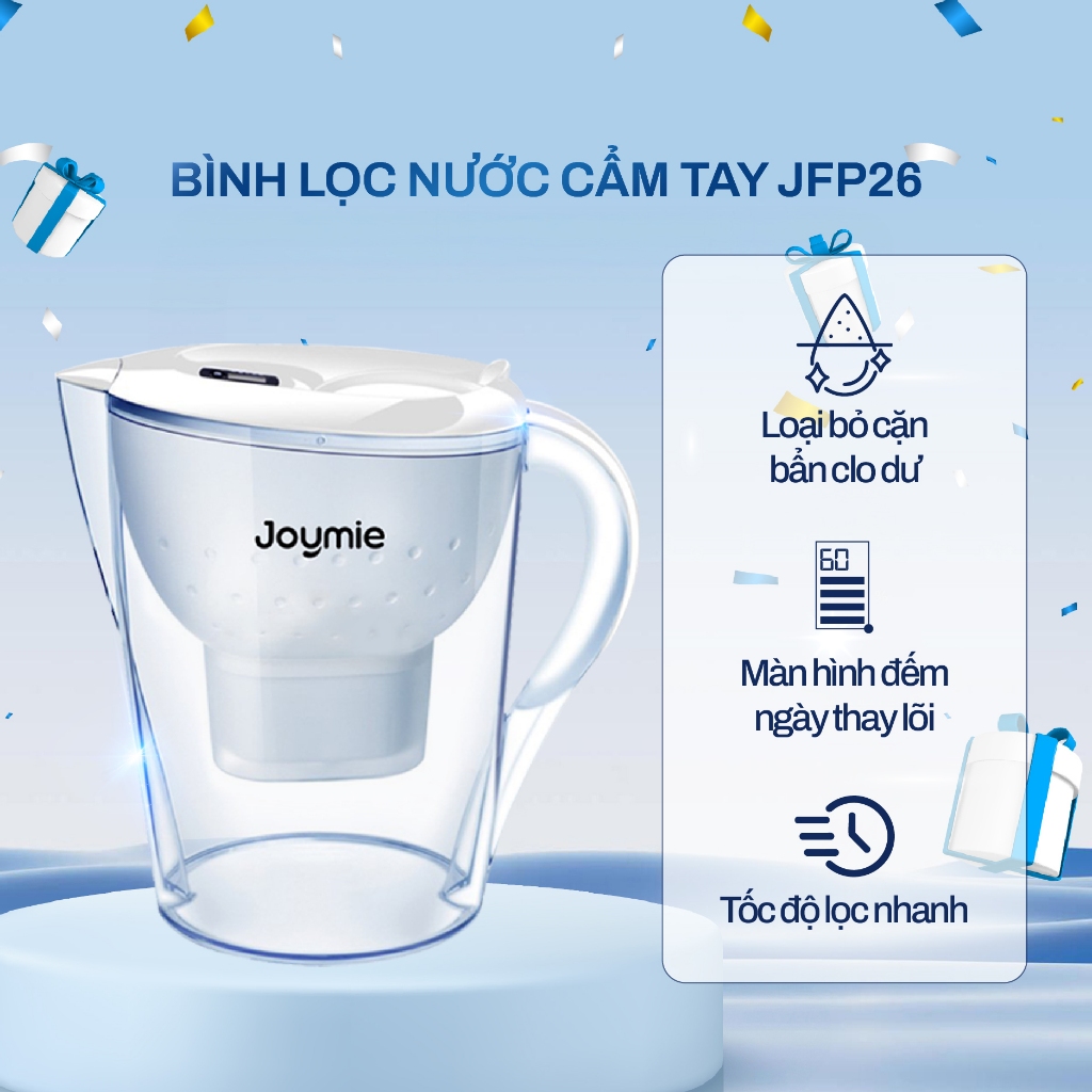 Bình lọc nước gia đình JOYMIE JFP26 dung tích lớn 3.5L, Bình lọc nước cầm tay có lõi lọc Joymie chính hãng