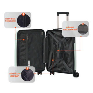 Vali Kéo MIAvn Larita AYTHER Size 20/24 Inch, 100% Nhựa PP Đàn Hồi Hạn Chế Bể Vỡ, Bánh Xe Đôi, Khoá Số