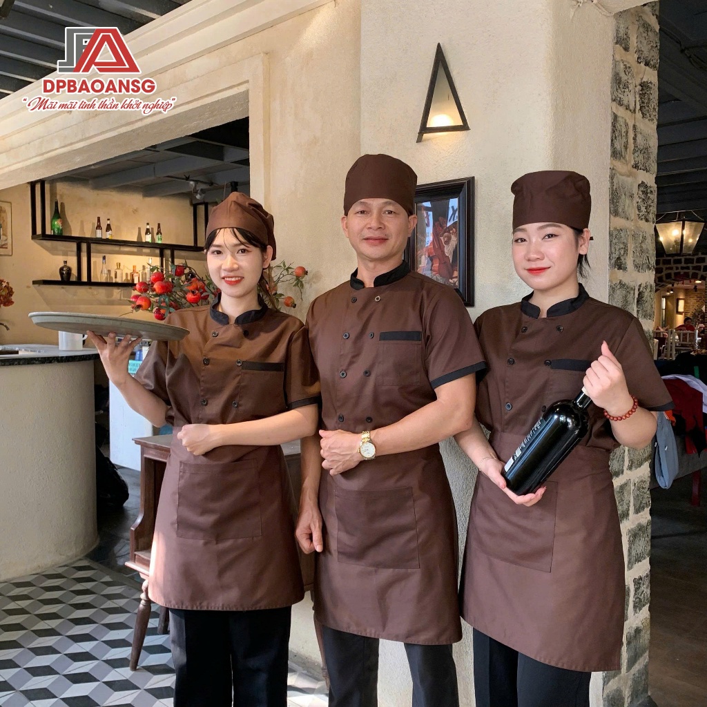 Áo Đầu Bếp Trưởng Nam Nữ Màu Đen,Trắng, Đỏ Tay Ngắn