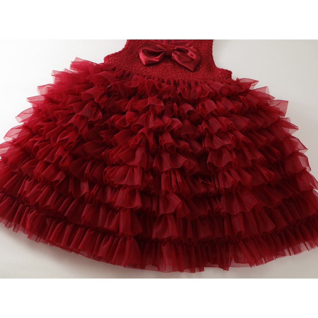 Váy Cho Bé Gái HANIA KIDS,Váy Công Chúa 3 Lớp Bồng Bềnh Sát Nách Đính Nơ Gái Voan Tầng Xòe Mềm Mại