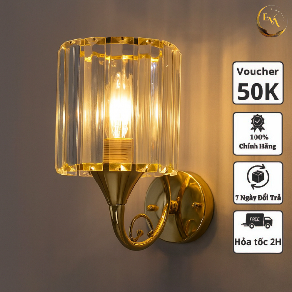 Đèn tường pha lê EVA APT302 kiểu dáng hiện đại trang trí phòng khách, phòng ngủ, phòng ăn, cầu thang bảo hành 12 tháng