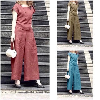 Bộ Đũi Nữ Áo Tay Hến Quần Dài Suông – Vải Đũi Mềm Mát, Thoáng Khí, Dễ Mặc - Anh Thư Shop (AT06)