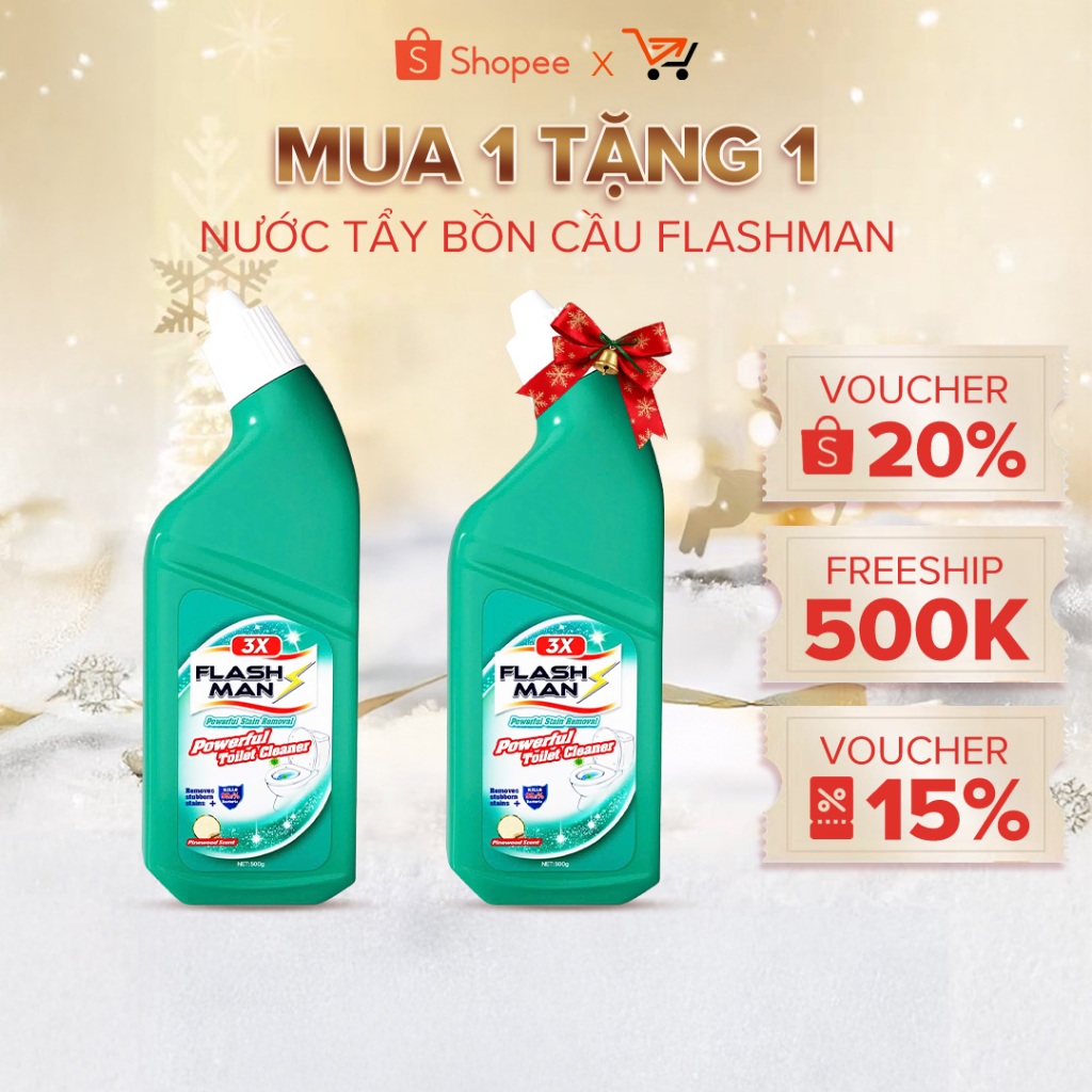 [MUA 1 TẶNG 1] Nước Tẩy Nhà Vệ Sinh FLASHMAN – Gel Tẩy Bồn Cầu Diệt Khuẩn 99.9%, Khử Mùi, Sạch Thơm Trắng Sáng 500g