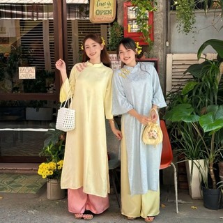 Áo dài cách tân Cơ Uyển gấm mềm mại, thanh lịch, duyên dáng - Áo dài Phương Linh