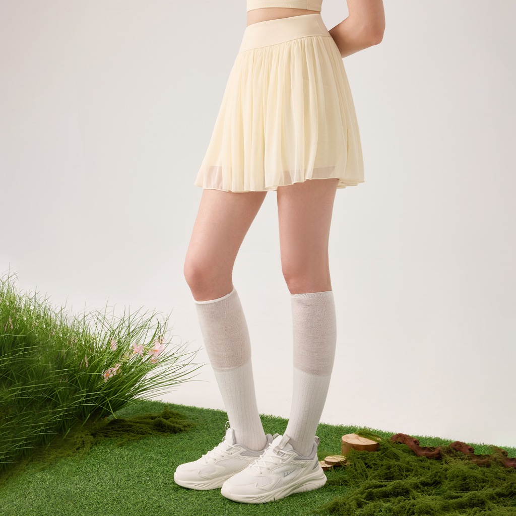 Váy ngắn tennis nữ cao eo co giãn, chống lộ, thon dáng có túi, lớp lưới