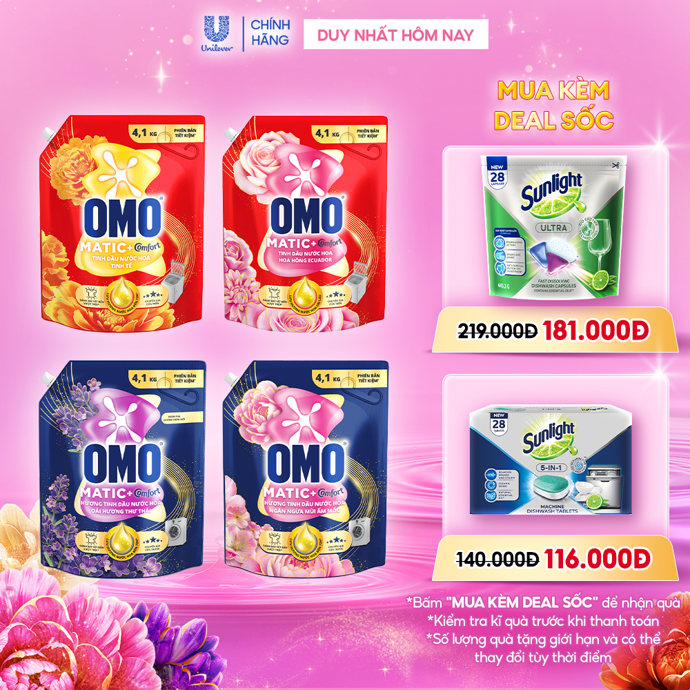 Nước giặt OMO Matic Hương Nước Hoa Comfort 4.1KG (túi)