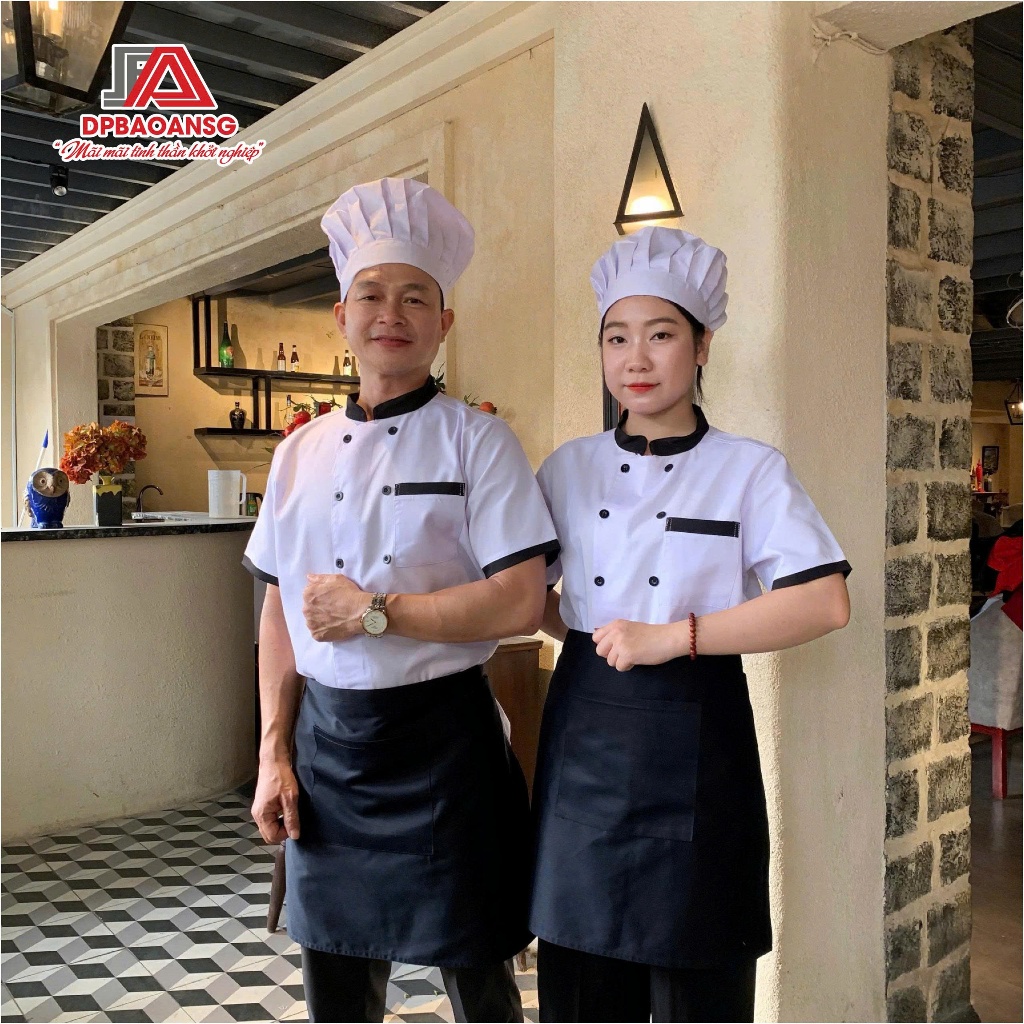 Áo Bếp Ngắn Tay Màu Đen, Màu Trắng Cho Nhân Viên Đầu Bếp Nhà Hàng Nam Và Nữ