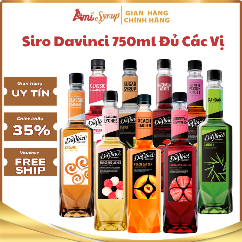 Siro Davinci 750ml Đủ Các Vị, Davinci Syrup Khơi Dậy Hương Vị Nổi Bật Của Mọi Đồ Uống