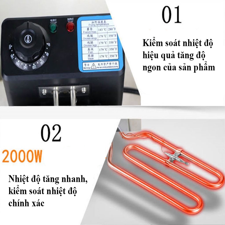 Bếp chiên 4L 2000W nhiệt độ cao, sôi cực nhanh
