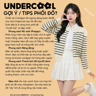 Áo Khoác Cardigan Nữ Kẻ Ngang Cổ Tròn UNDERCOOL chất lông thỏ dáng ngắn cổ tròn thời trang basic nhẹ nhàng AK38