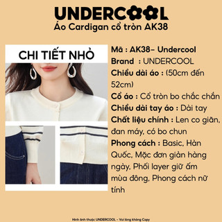 Áo Khoác Cardigan Nữ Kẻ Ngang Cổ Tròn UNDERCOOL chất lông thỏ dáng ngắn cổ tròn thời trang basic nhẹ nhàng AK38